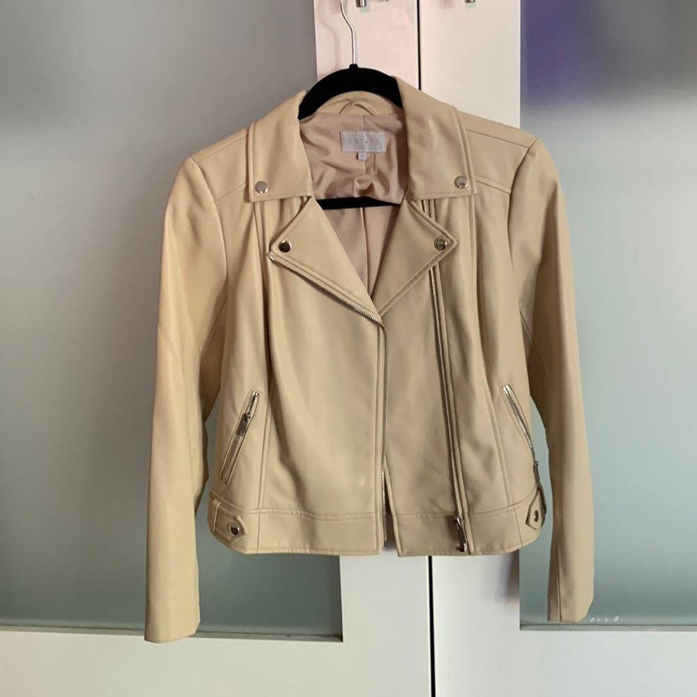 1. State Cream Leather Jacket